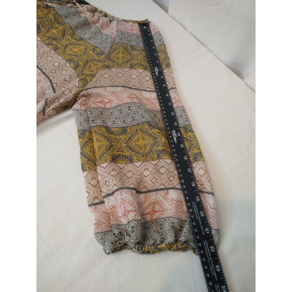 Fred David blouse plus size 3X sheer tie-neck geometric stripe long sleeve top - Picture 8 of 11